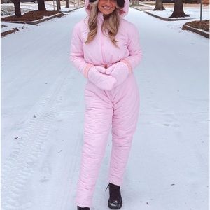 Pink snowsuit!